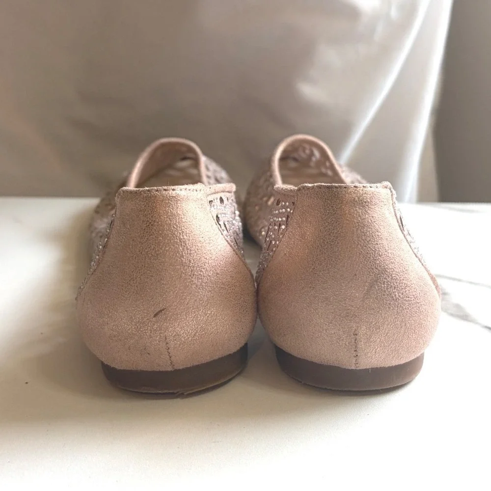 Alex Marie Rose Gold Laser Cut Rhinestone Ballet Flats Womens 10M
